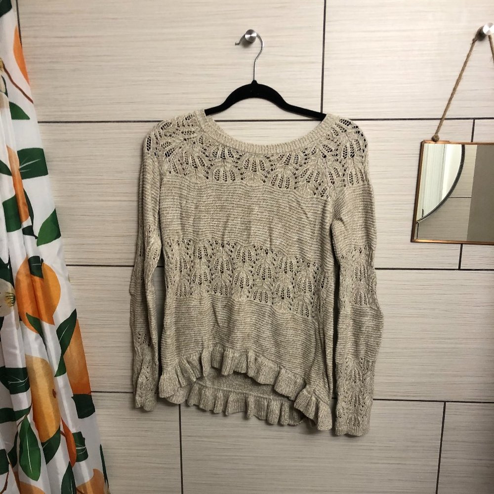 Cream Ruffle Sweater